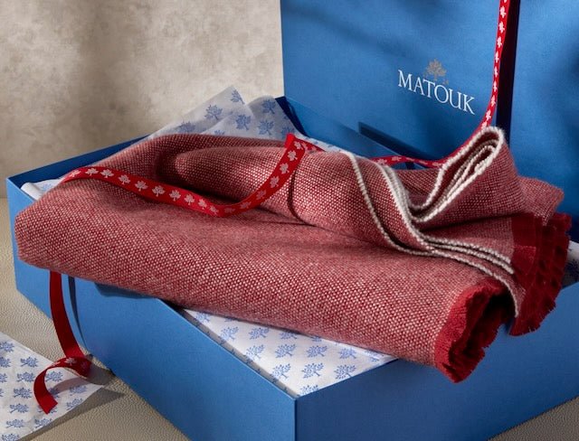 Matouk Agnes Carnelian Giftbox Blankets Cashmere Wool at Fig Linens and Home