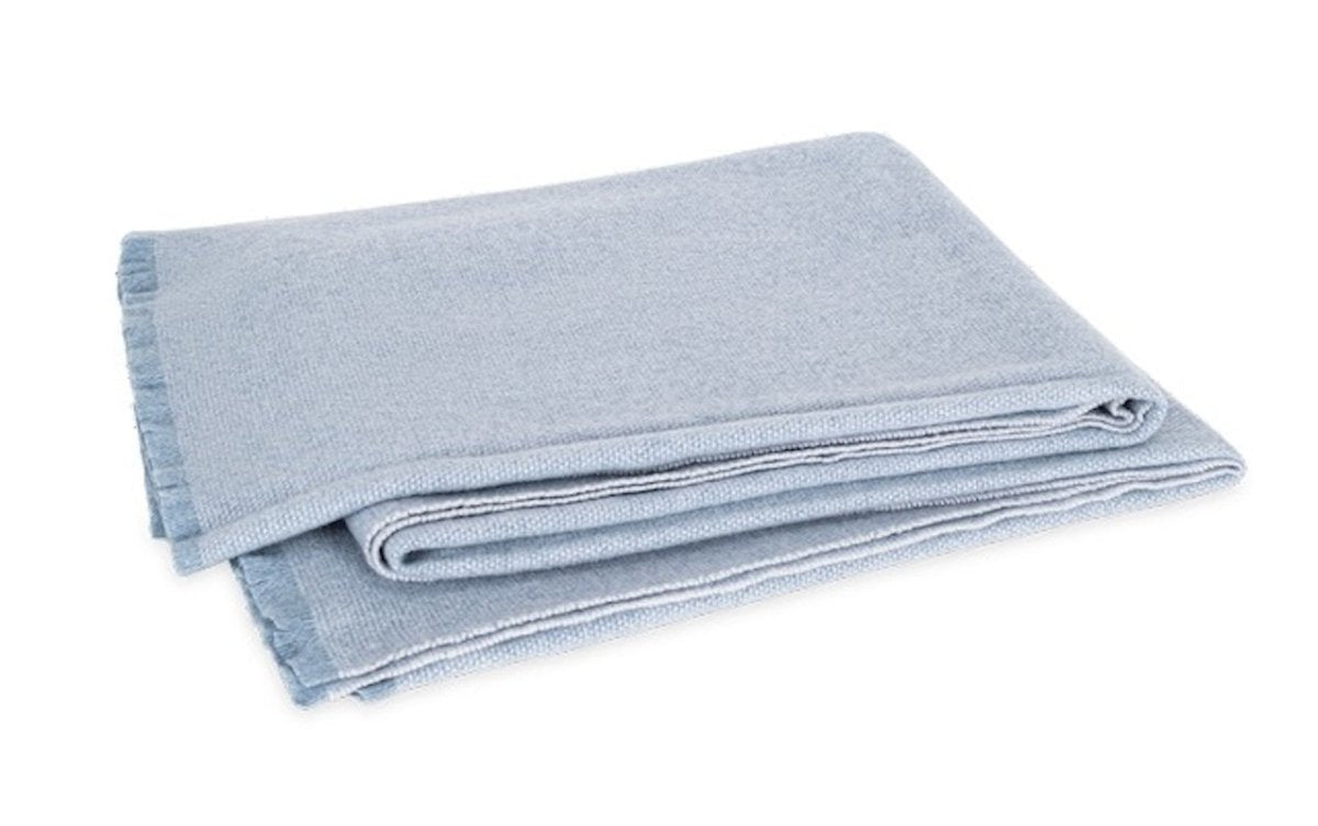 Matouk Agnes Throw Hazy Blue 1 Blankets Cashmere Wool at Fig Linens and Home