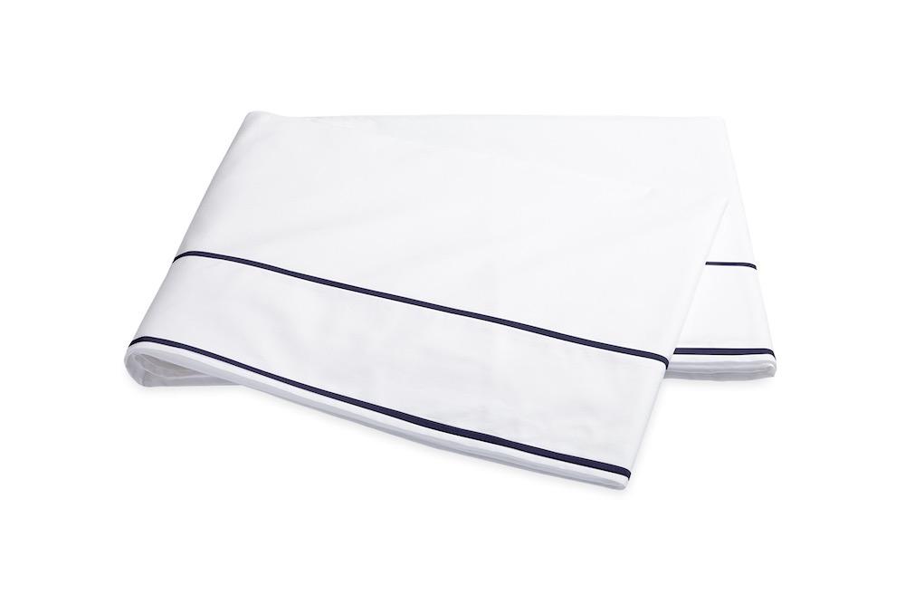 Flat Sheet | Matouk Ansonia Navy Blue Cotton Bedding at Fig Linens and Home