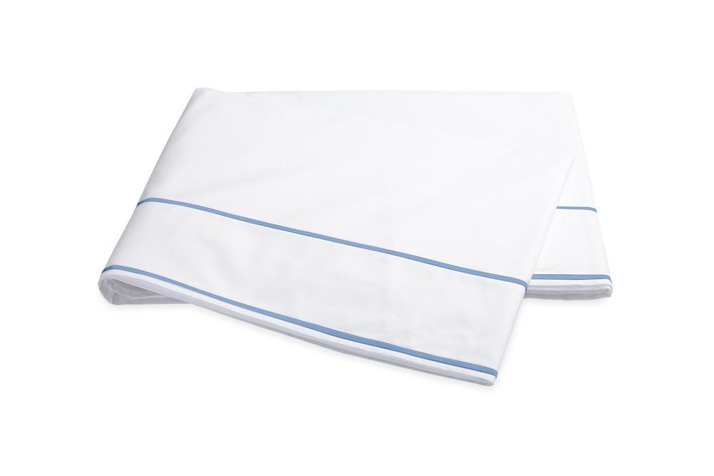 Flat Sheet | Matouk Ansonia Ocean Blue Cotton Bedding at Fig Linens and Home