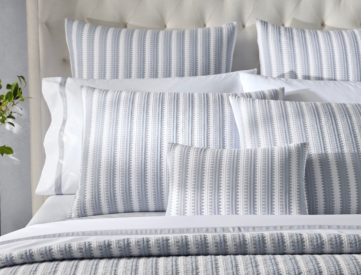 Apollo Stripe Dove Matelasse by Matouk Schumacher at Fig Linens and Home