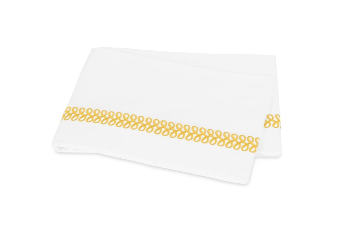 Flat Sheet - Matouk Schumacher Astor Braid Lemon Yellow Bedding - Fig Linens and Home