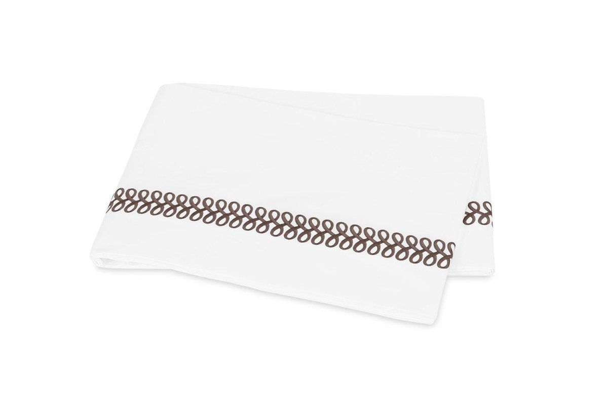 Flat Sheet - Matouk Schumacher Astor Braid Mocha Bedding - Fig Linens and Home