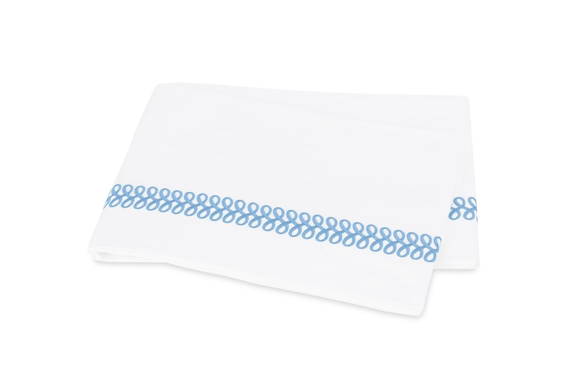 Flat Sheet - Matouk Schumacher Astor Braid Sky Bedding - Fig Linens and Home