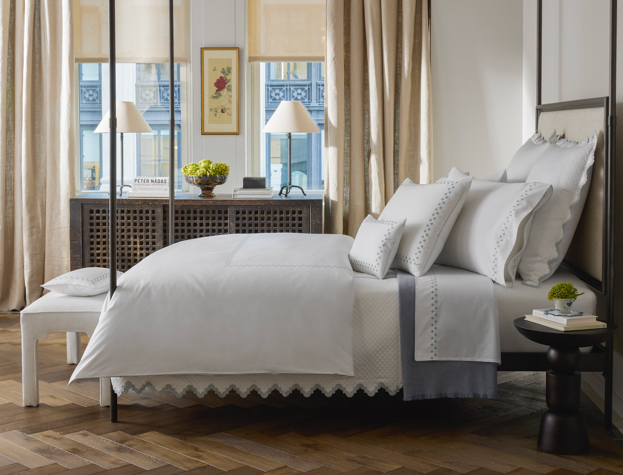 Matouk Casablanca Percale Bedding at Fig Linens and Home - Lifestyle View 1