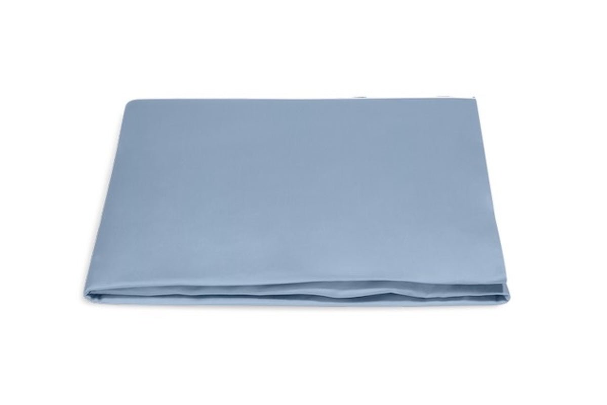 Matouk Fitted Sheet - Nocturne Cotton Sateen Hazy Blue Bedding at Fig Linens and Home