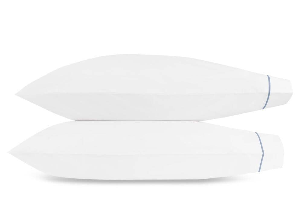 Matouk Bergamo Hazy Blue Pillowcases | Fig Linens