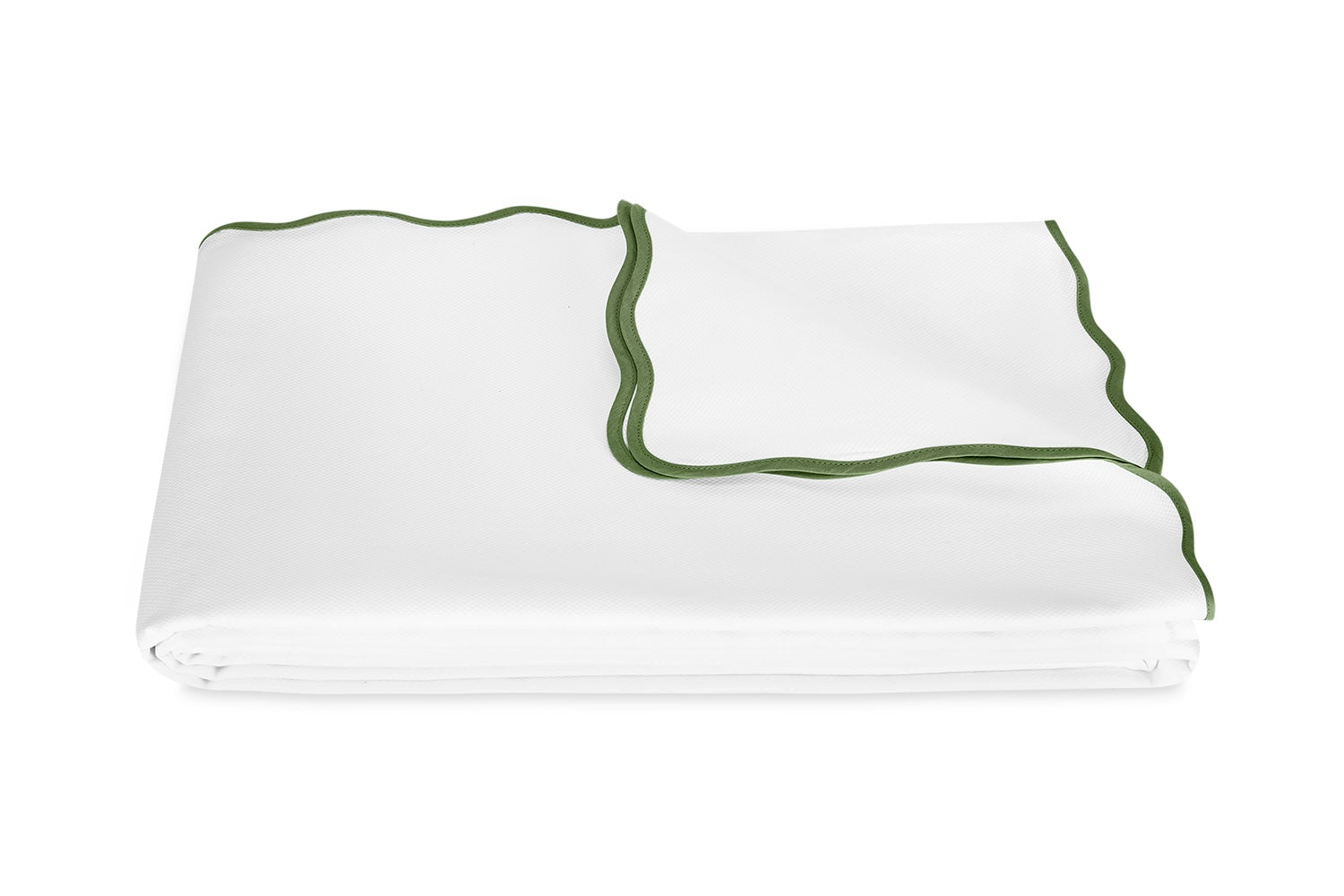 Coverlet - Matouk Camila Pique Palm Green Blanket Cover at Fig Linens and Home