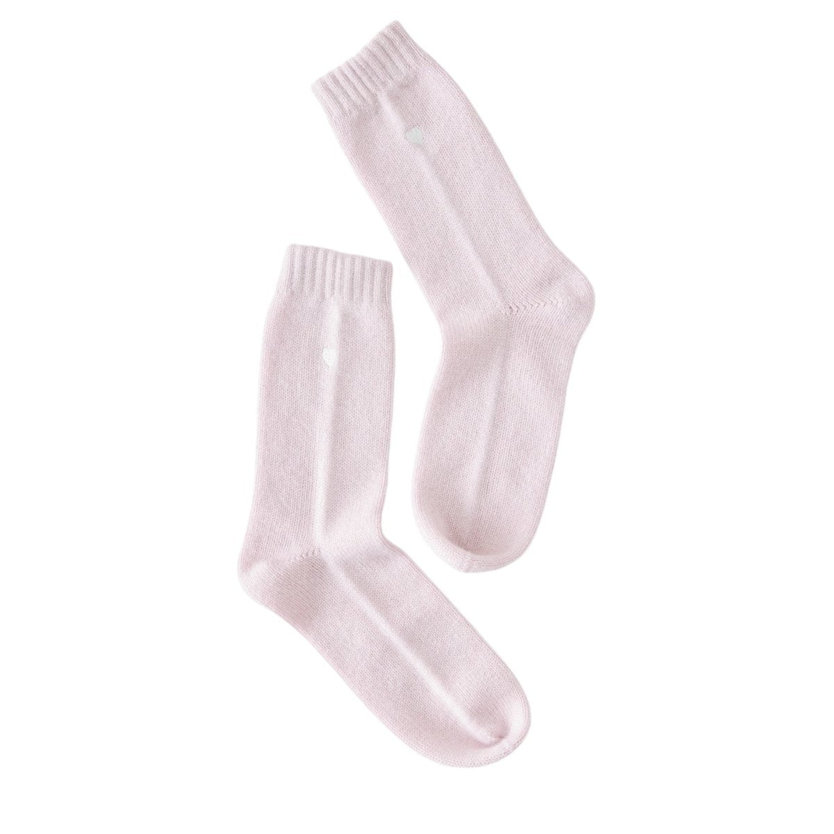 Matouk Cashmere Socks - Slipper Pink Blue 100% Cashmere Sleep Socks with Heart Motif