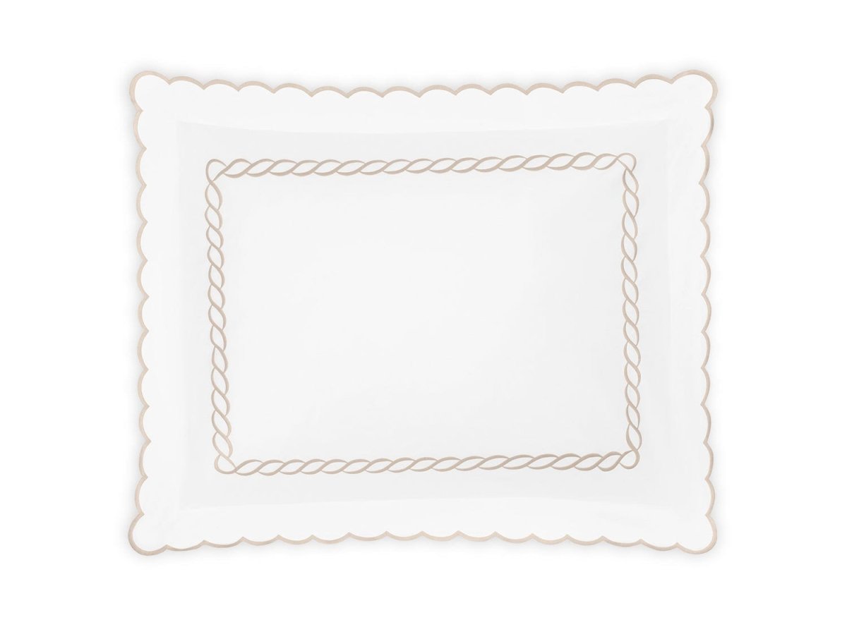 Pillow Sham - Matouk Classic Chain Scallop Hazy Blue Linens & Bedding at Fig Linens and Home