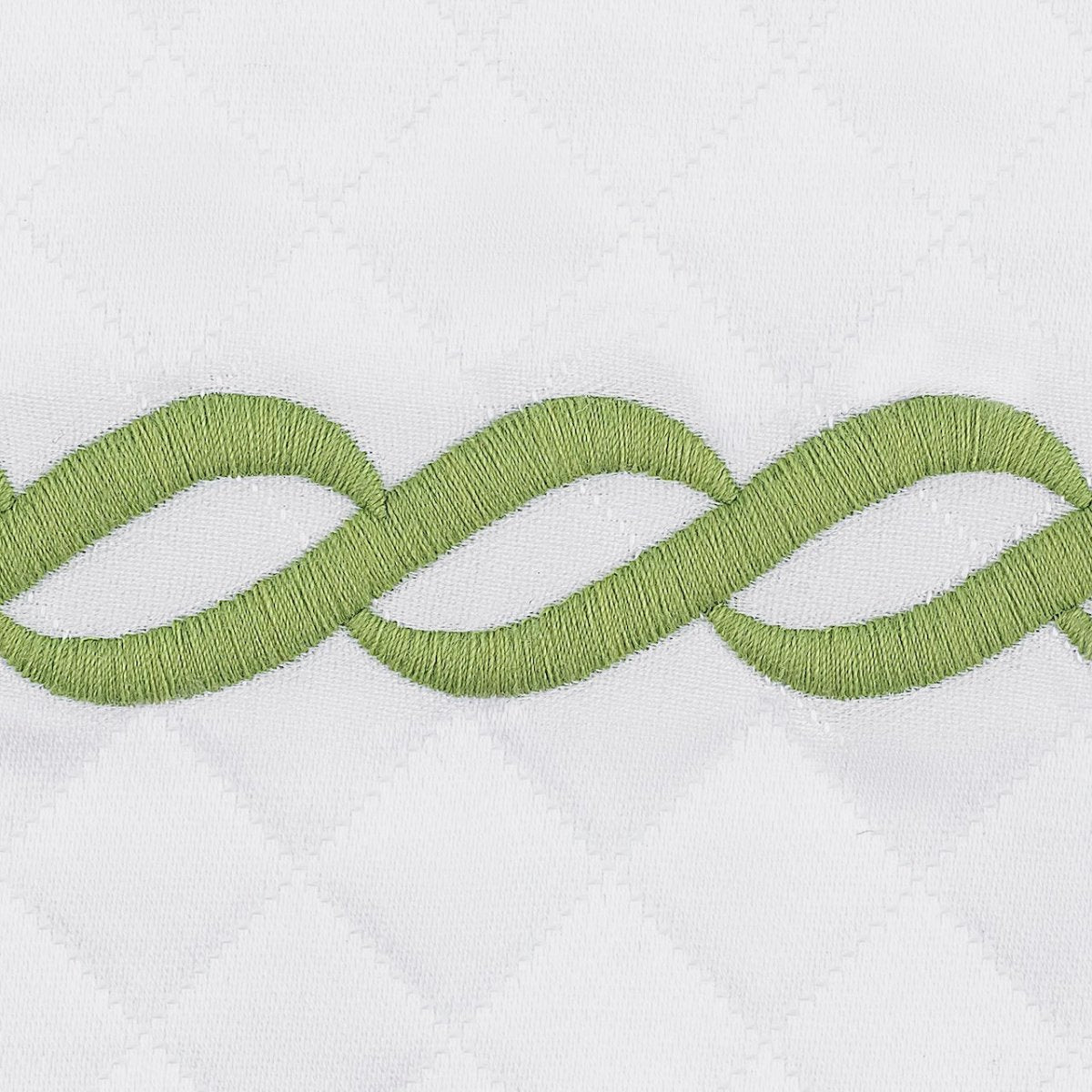 Matouk Classic Chain Scallop Matelasse Swatch Spring Green | Matouk at Fig Linens and Home