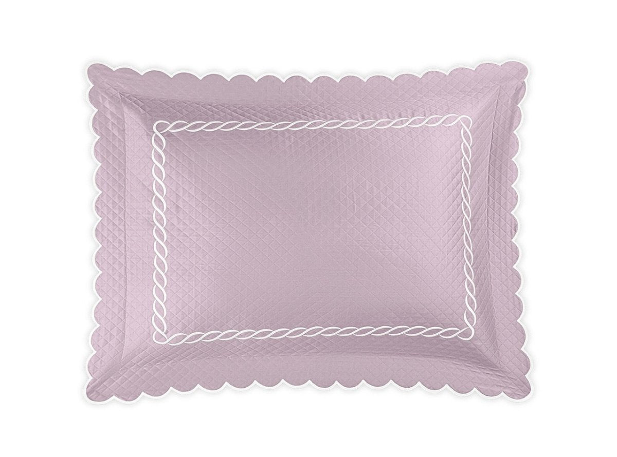 Matouk Classic Chain Scallop Matelasse Sham Deep Lilac and Bone | Matouk at Fig Linens and Home