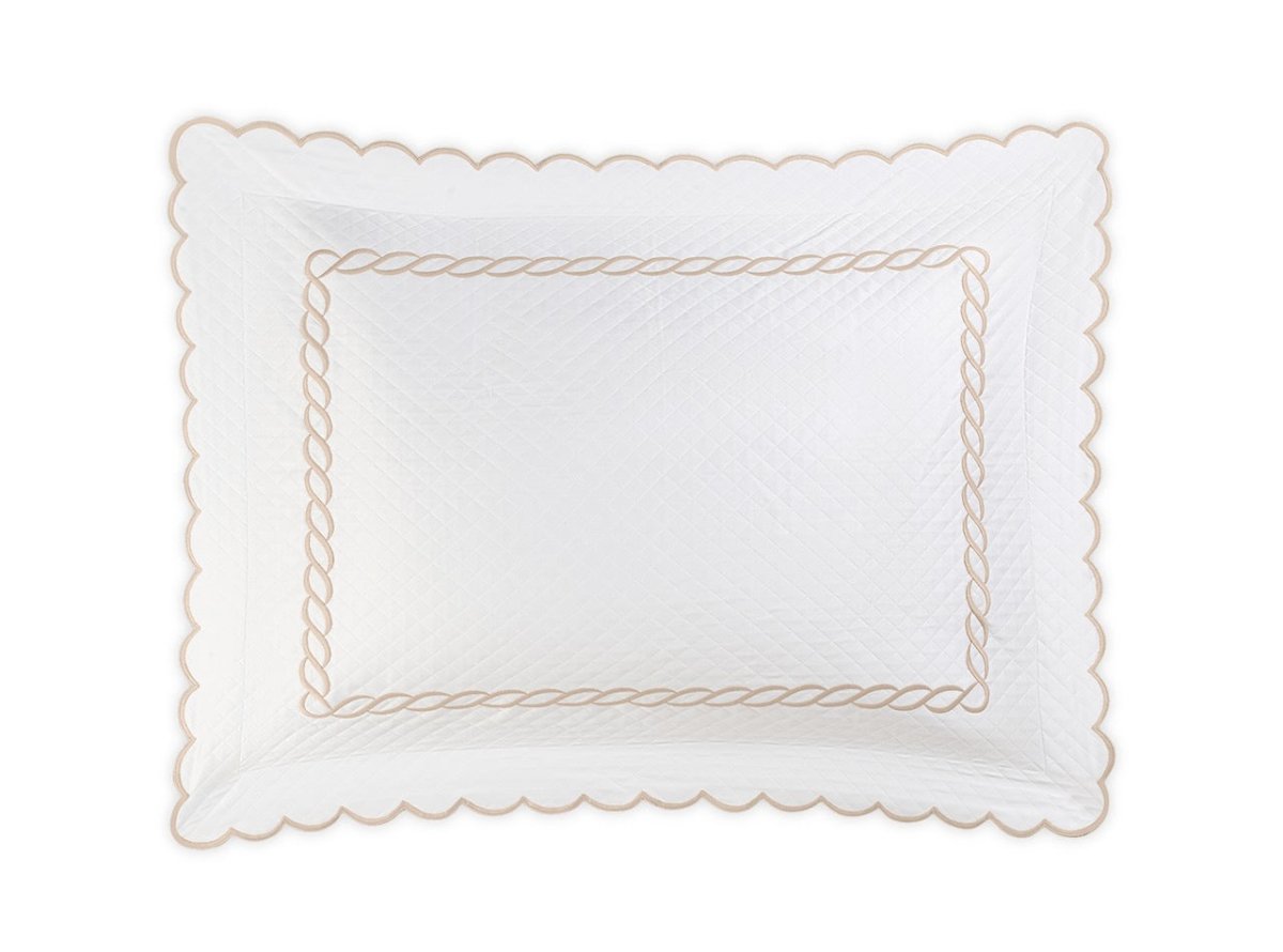 Matouk Classic Chain Scallop Matelasse Sham dune | Matouk at Fig Linens and Home