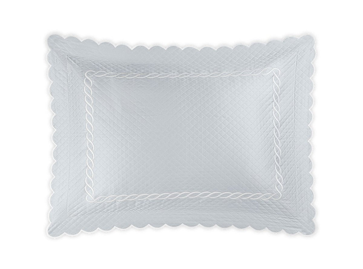 Matouk Classic Chain Scallop Matelasse Sham Pool and Bone | Matouk at Fig Linens and Home