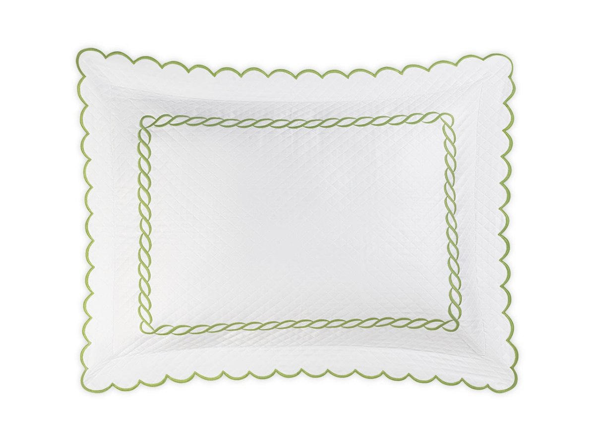 Matouk Classic Chain Scallop Matelasse Sham Spring Green | Matouk at Fig Linens and Home