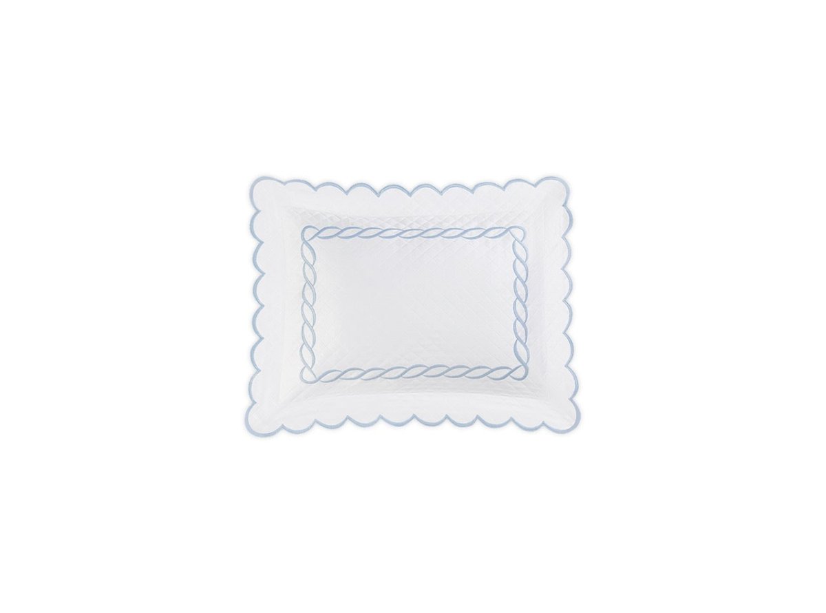 Matouk Classic Chain Scallop Matelasse boudoir sham Light Blue | Matouk at Fig Linens and Home