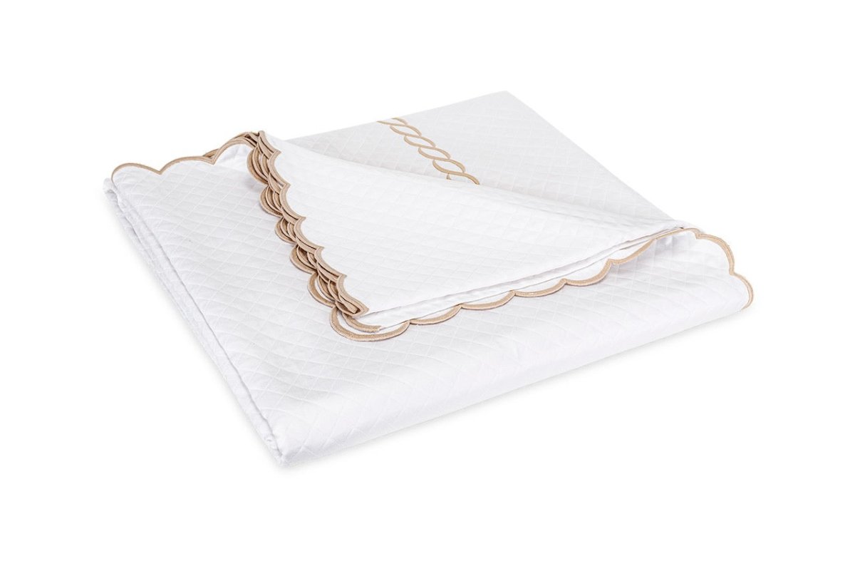 Matouk Classic Chain Scallop Matelasse coverlet dune | Matouk at Fig Linens and Home