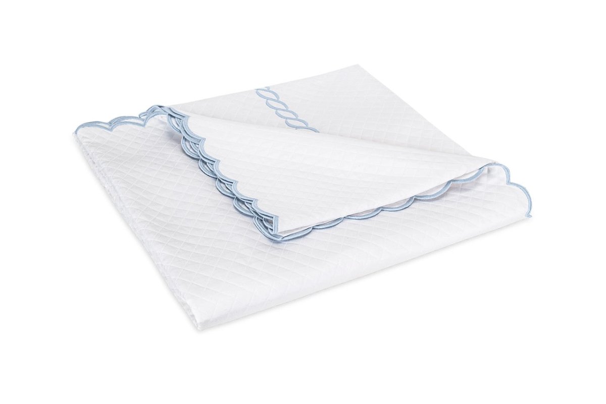 Matouk Classic Chain Scallop Matelasse coverlet Light Blue | Matouk at Fig Linens and Home