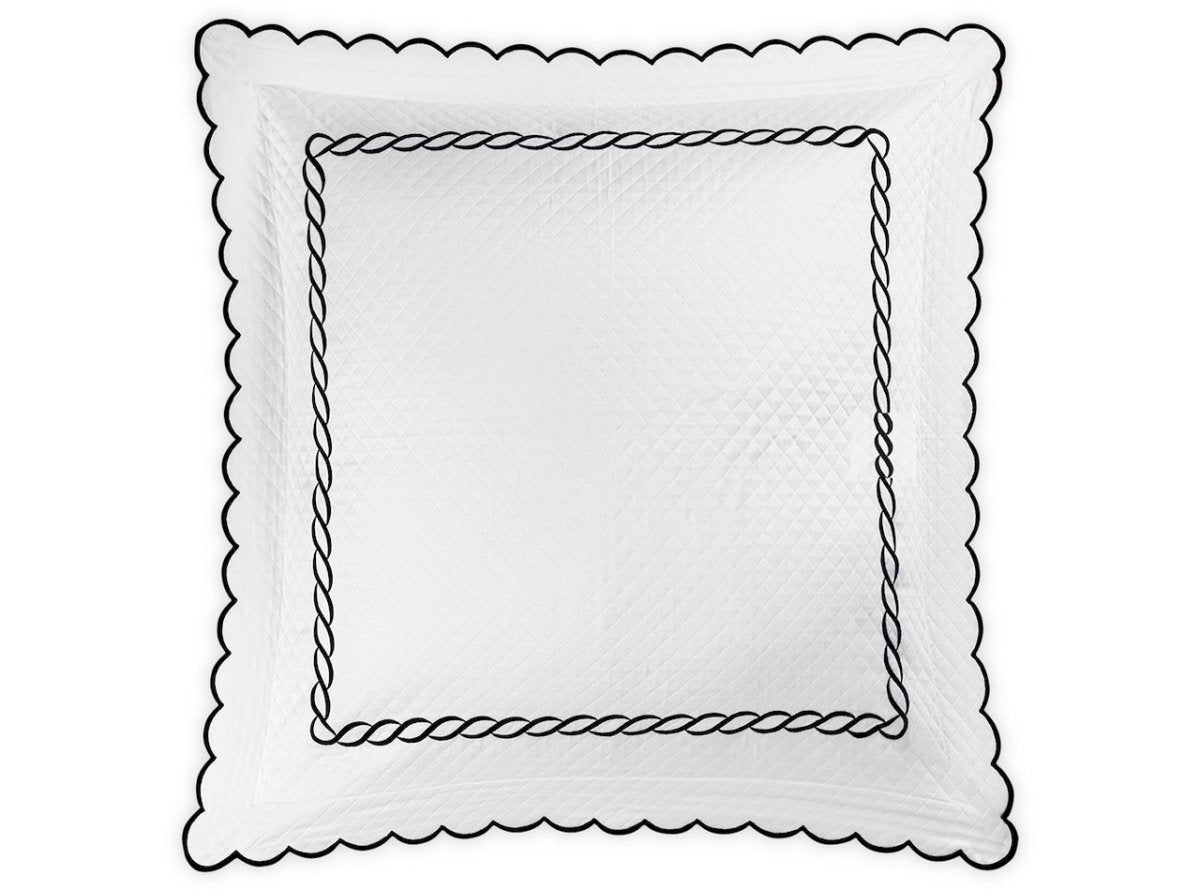 Matouk Classic Chain Scallop Matelasse euro sham black | Matouk at Fig Linens and Home