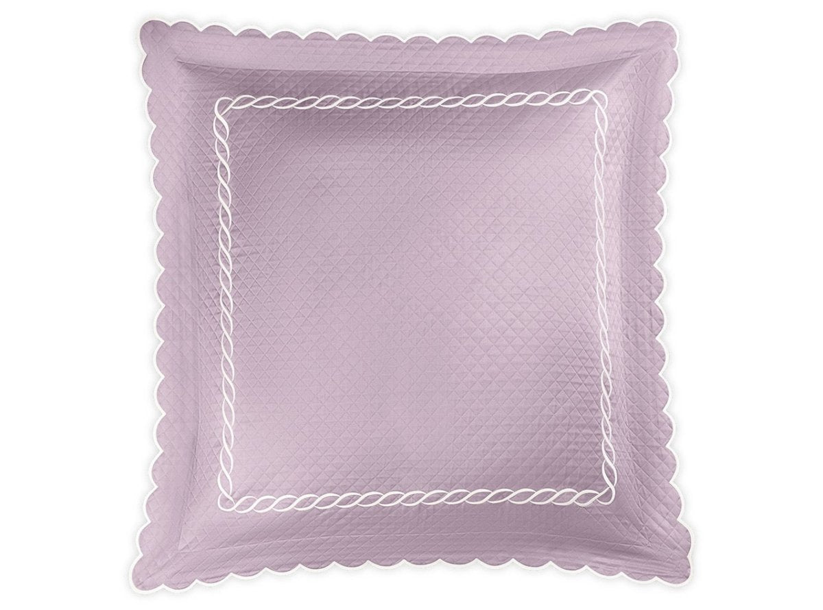 Matouk Classic Chain Scallop Matelasse euro sham Deep Lilac and Bone | Matouk at Fig Linens and Home