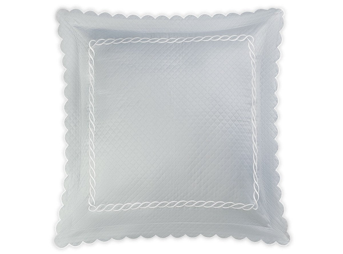 Matouk Classic Chain Scallop Matelasse euro sham Pool and Bone | Matouk at Fig Linens and Home