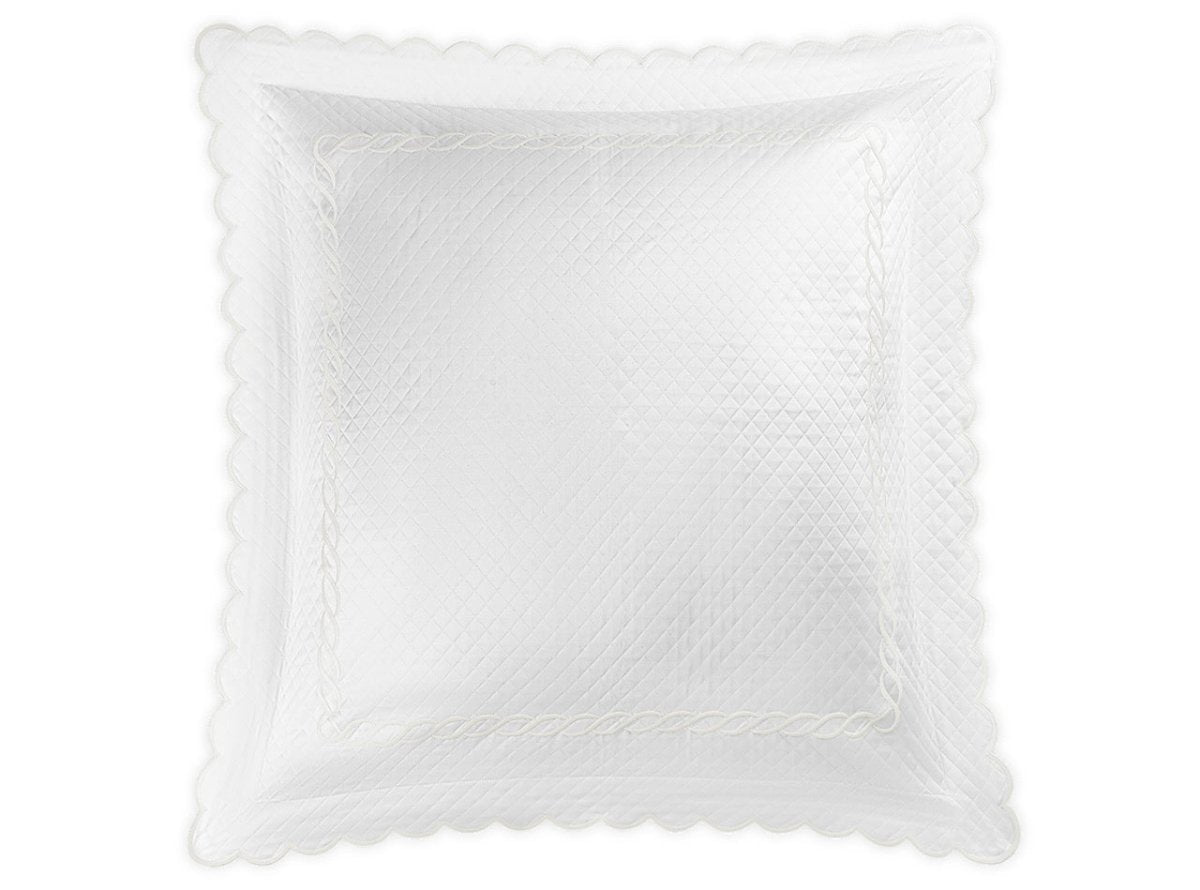 Matouk Classic Chain Scallop Matelasse euro sham white | Matouk at Fig Linens and Home