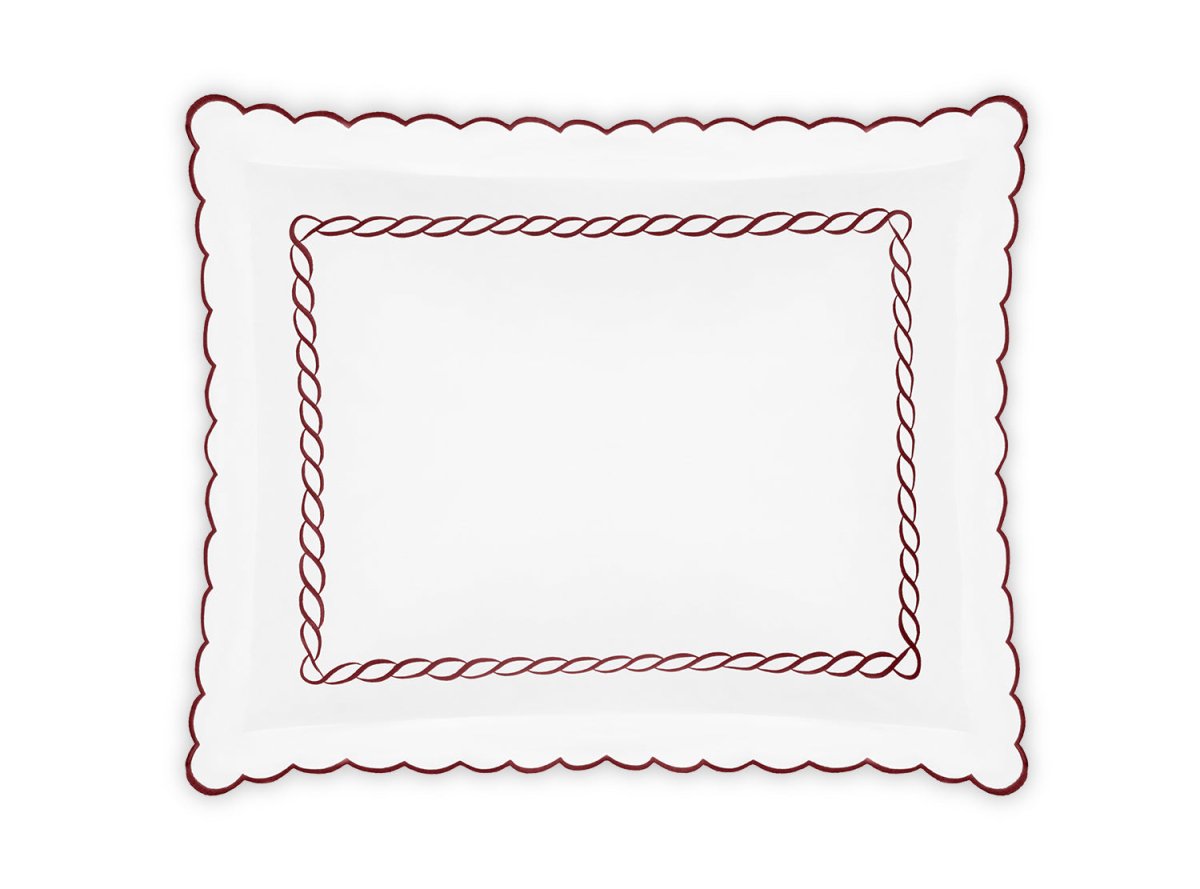 Flat Sheet - Matouk Classic Chain Scallop Red Linens & Bedding at Fig Linens and Home