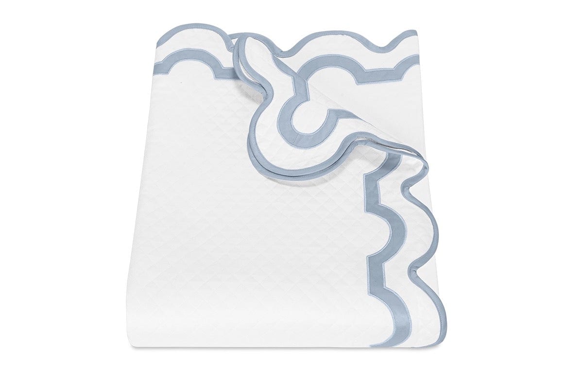 Matouk Coverlet - Mirasol Matelasse Hazy Blue Bed Cover - Fig Linens and Home