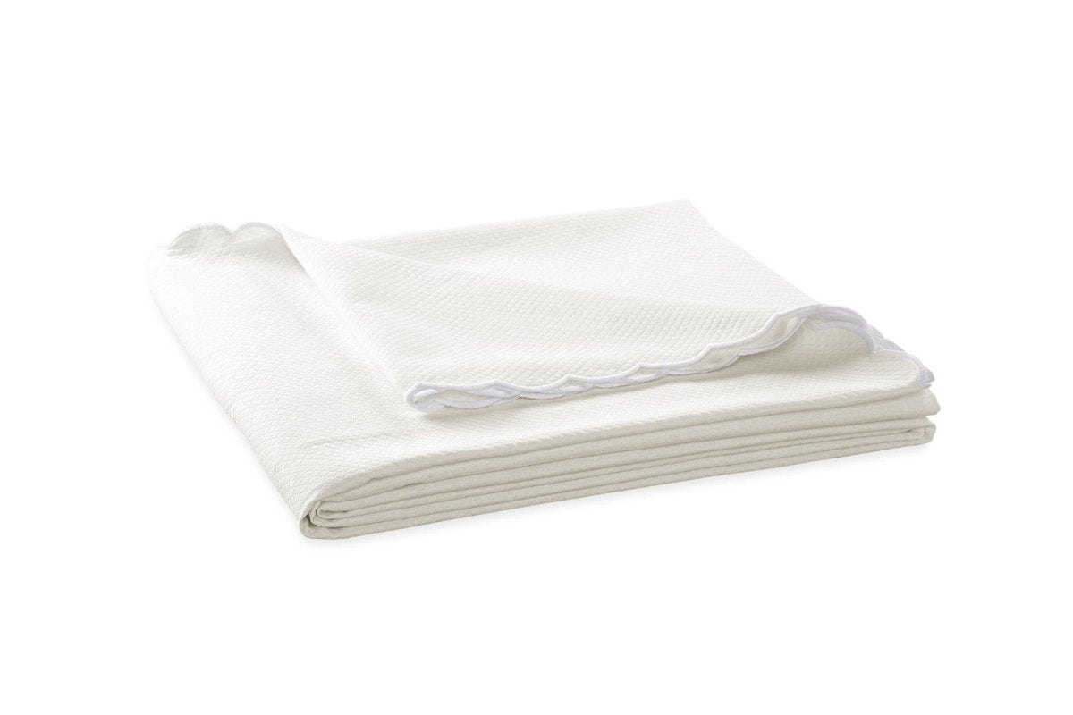 Matouk Diamond Pique Bedding by Matouk - Bone Twin Coverlet 72x92 at FIG LINENS AND HOME - 8