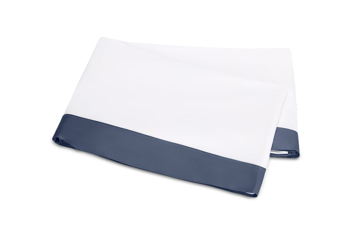 Matouk Emory Flat Sheet in Steel Blue at Fig Linens and Home