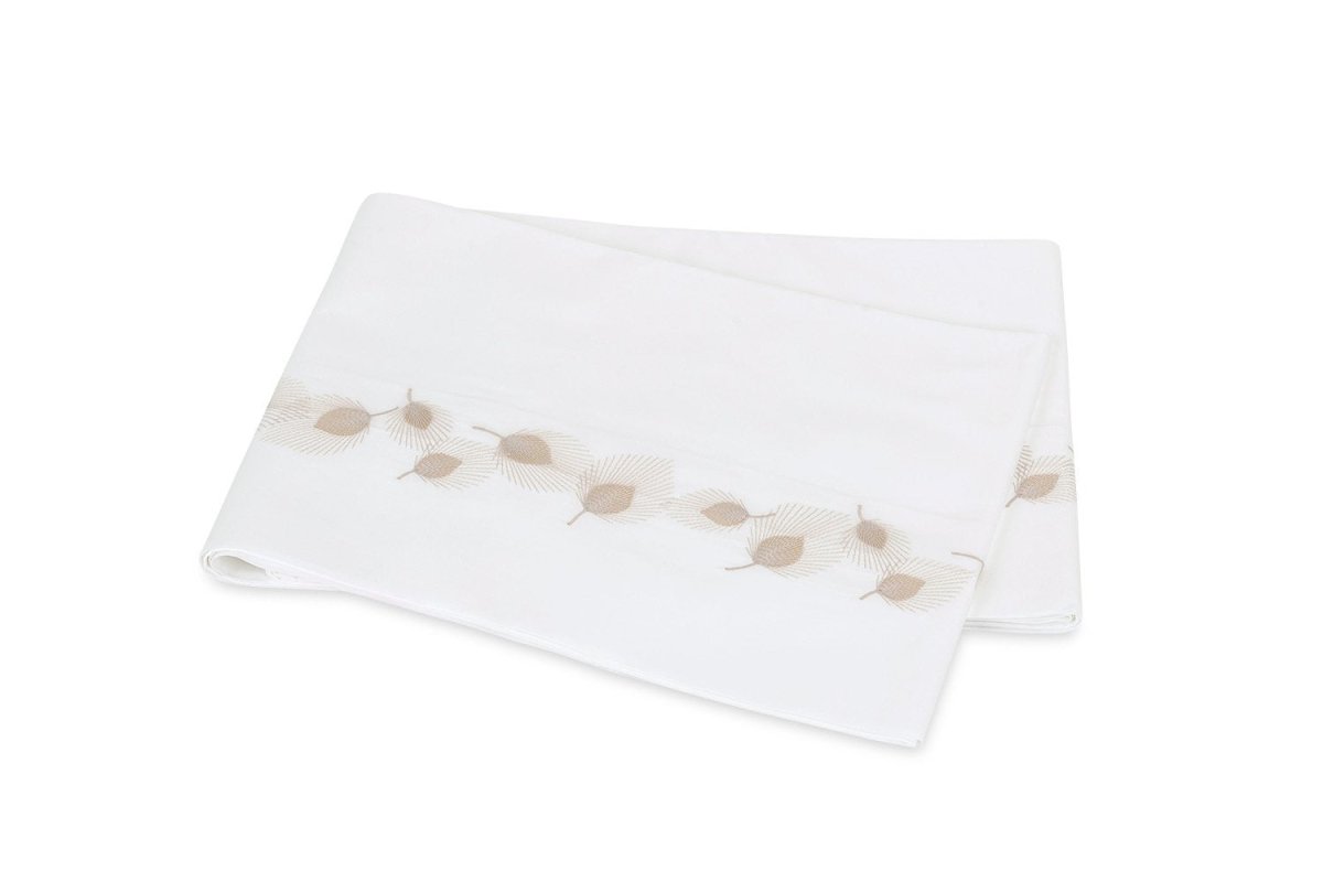 Matouk Feather Champagne Flat Sheet - Giza Percale Bedding at Fig Linens