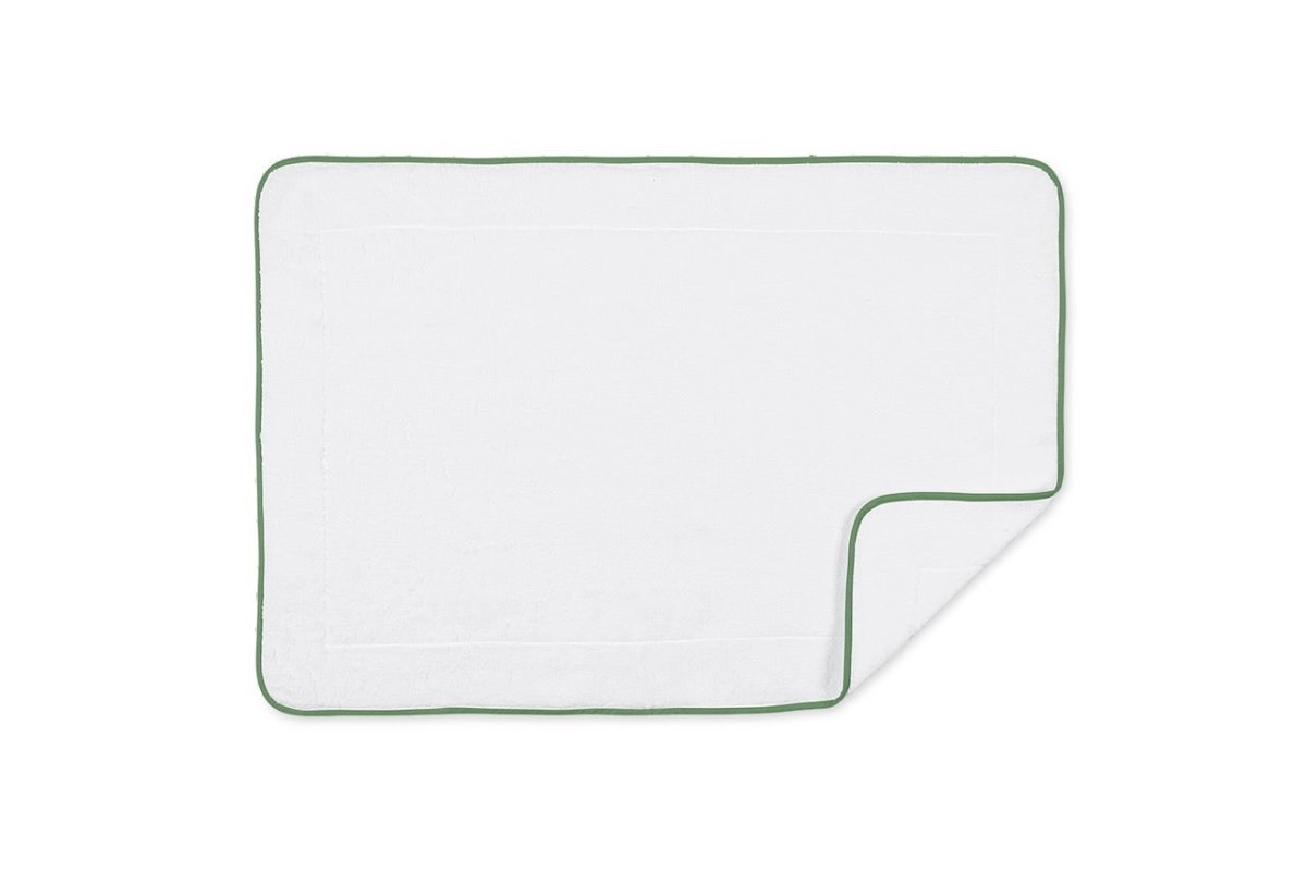 Bath Mat - Matouk White Giza Tub Mat with Clover Green Trim