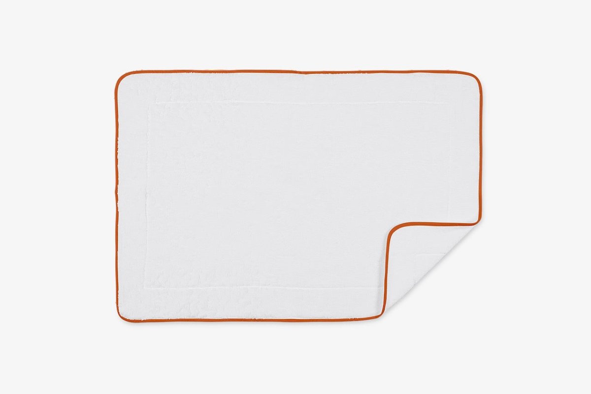 Bath Mat - Matouk White Giza Tub Mat with Orange Trim
