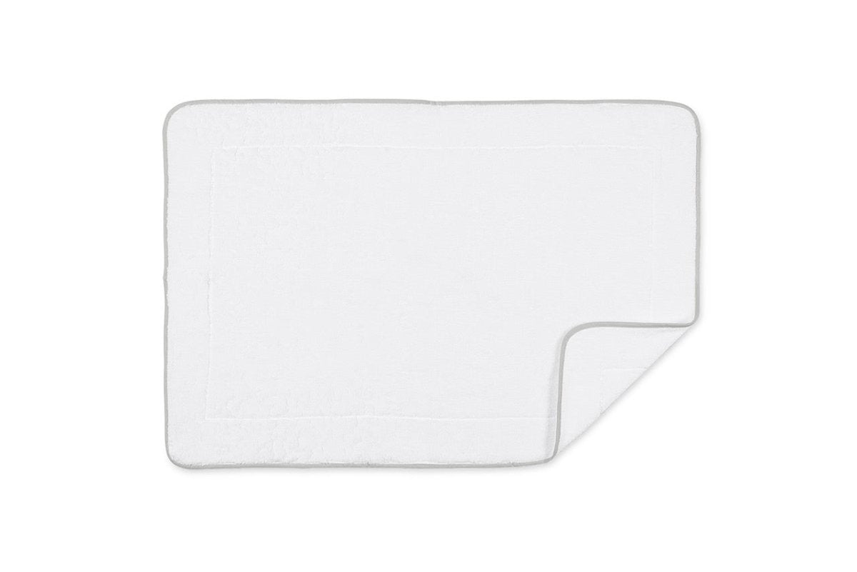 Bath Mat - Matouk White Giza Tub Mat with Sterling Gray Trim