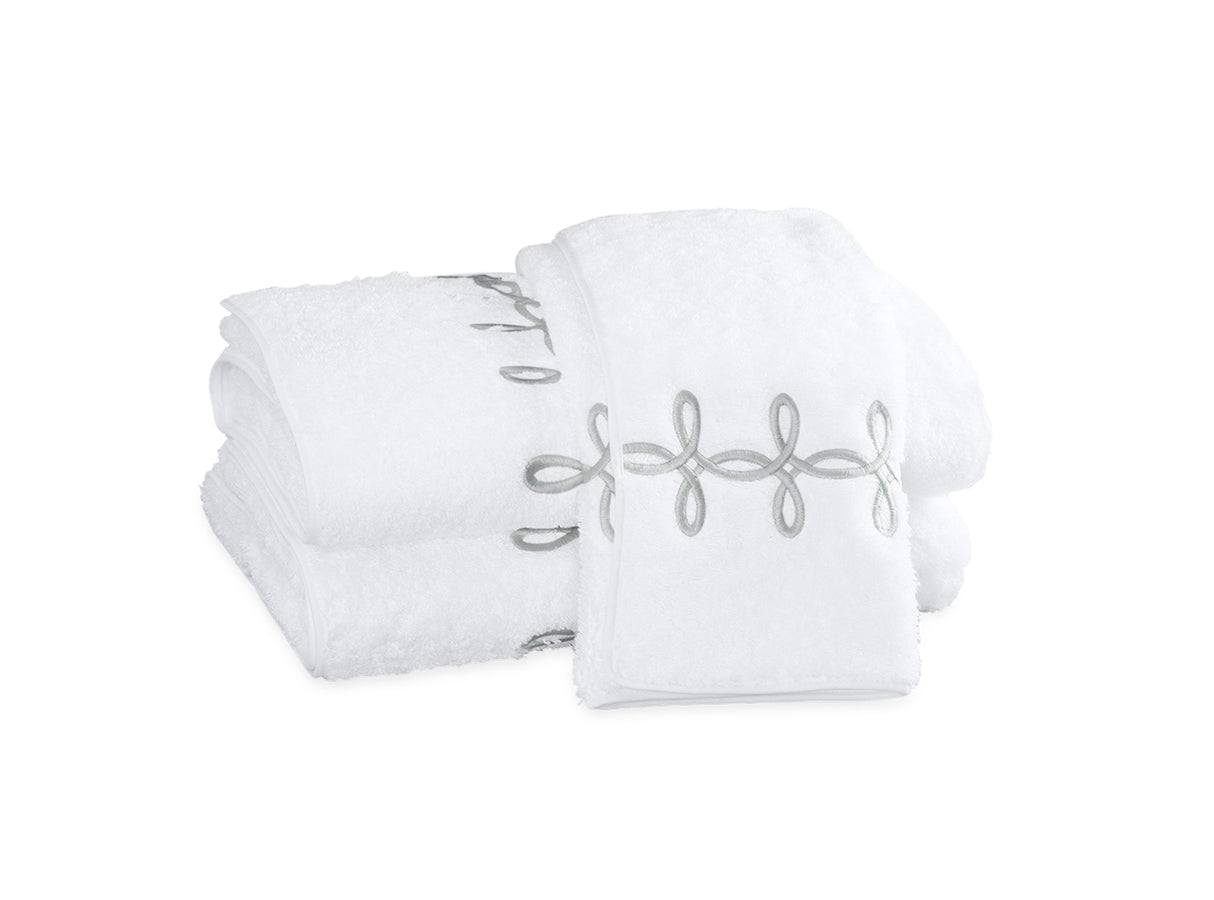 Gordian Knot Towels in Silver | Matouk Bath at Fig Linens and Home