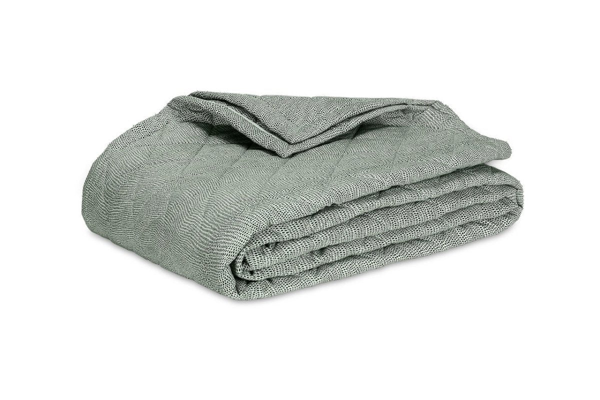 Matouk Jasper Quilted - Green Quilted Twin Coverlet at Fig Linens and Home