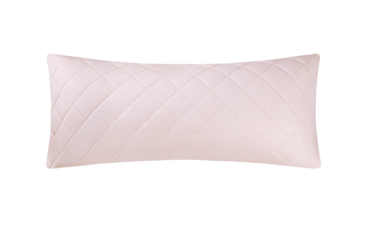 Matouk Jasper Quilted Lumbar Bolster Sham in Peony Pink at Fig Linens and Home