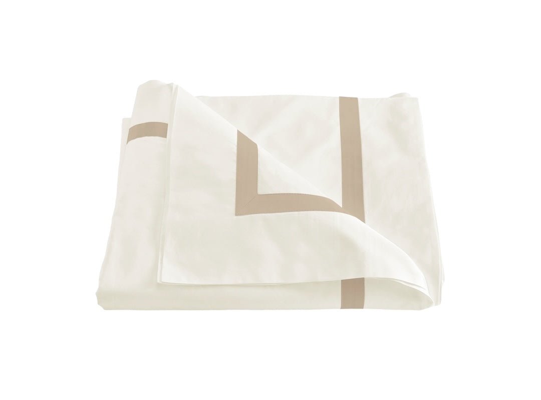 Duvet Cover - Lowell Champagne on Ivory Percale Bedding at Fig Linens and Home
