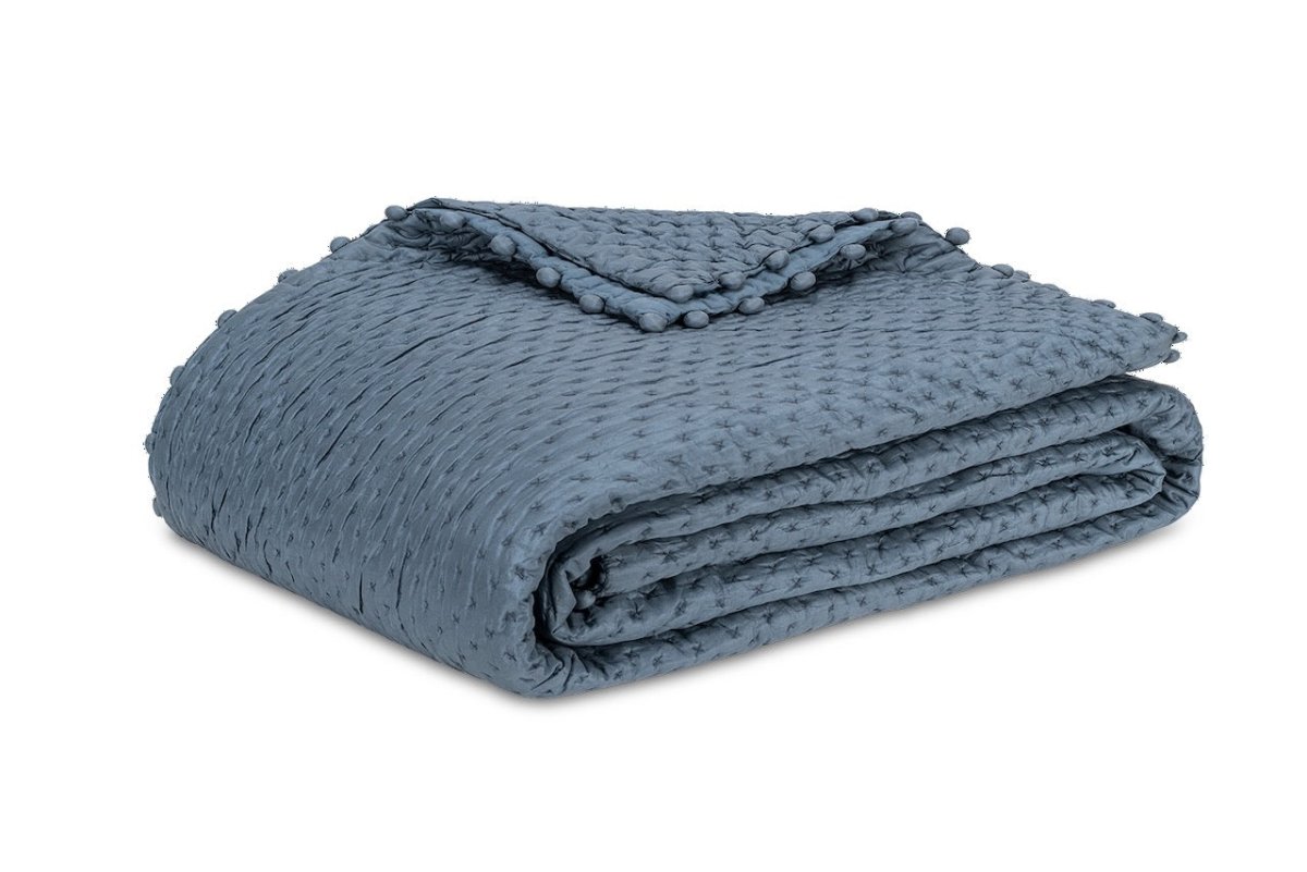 Silk Quilts - Margaret Evening Blue Silk Quilted Coverlet by Matouk