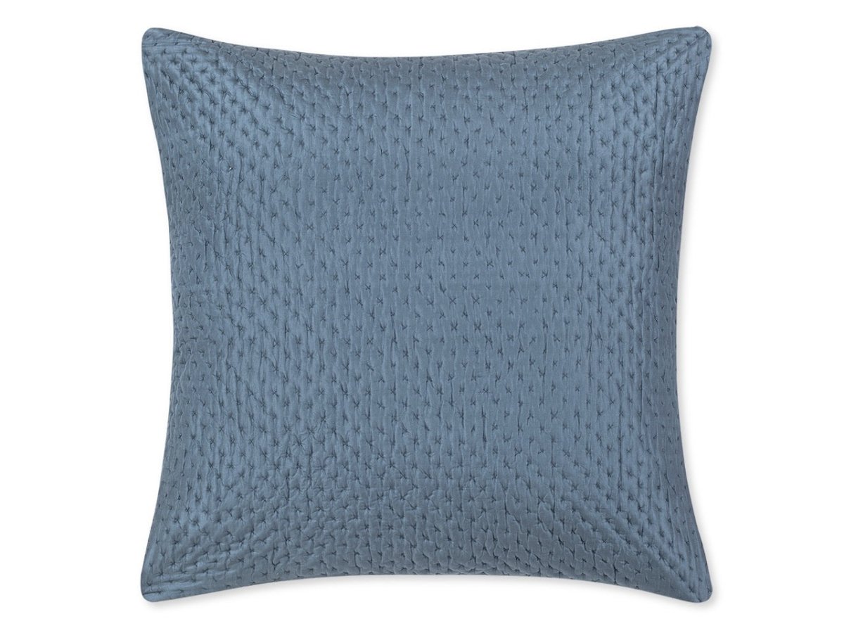 Euro Sham - Margaret Evening Blue Silk Quilted Bedding by Matouk