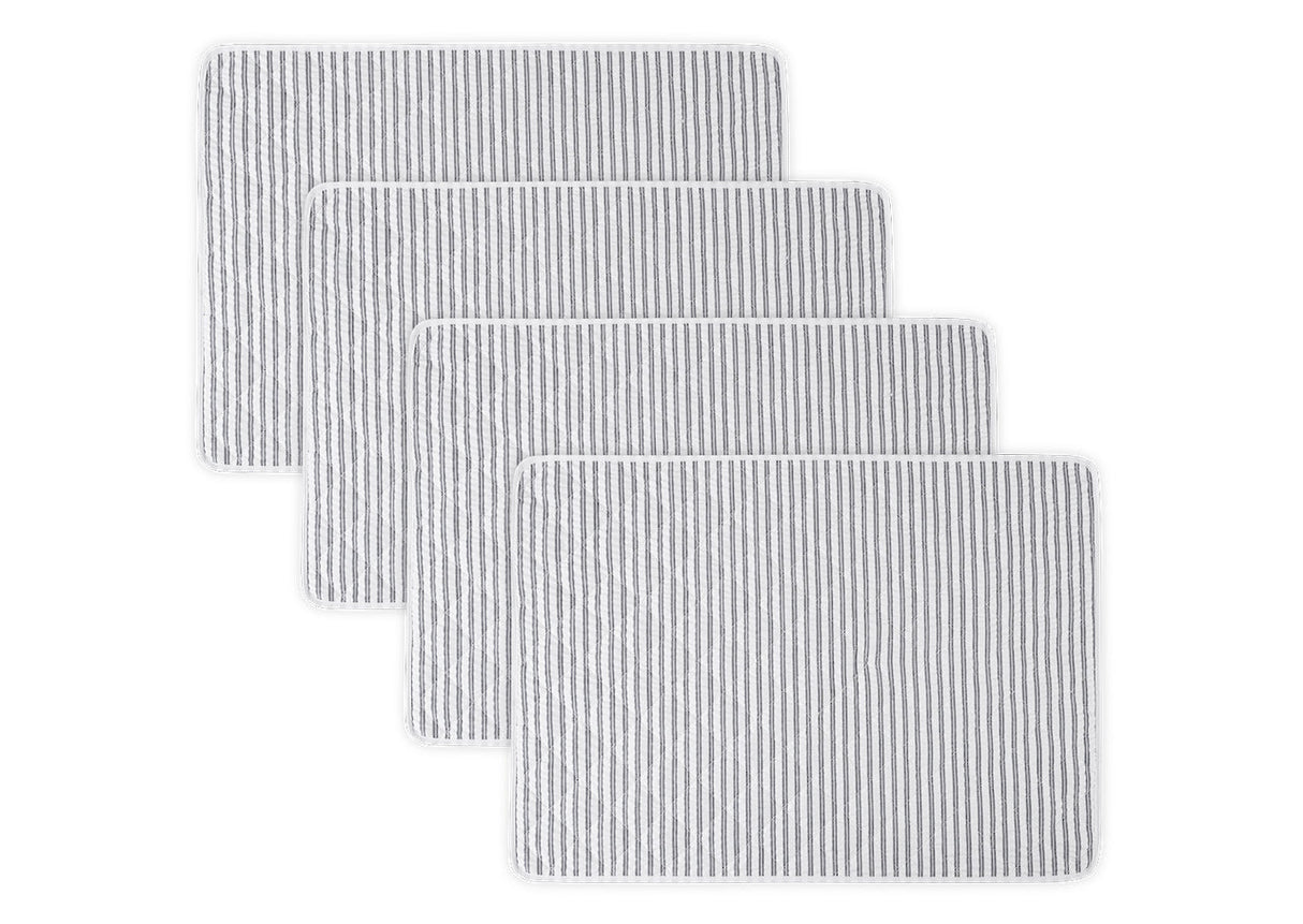 Matouk Matteo Quilted Placemats Deep Navy at Fig Linens and Home