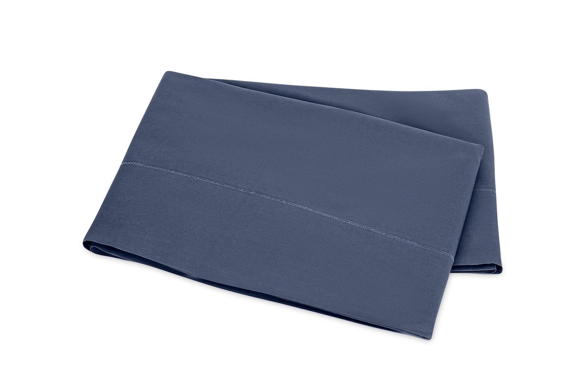 Matouk Milano Hemstitch Flat Sheet Fig Linens and Home - Color Steel Blue