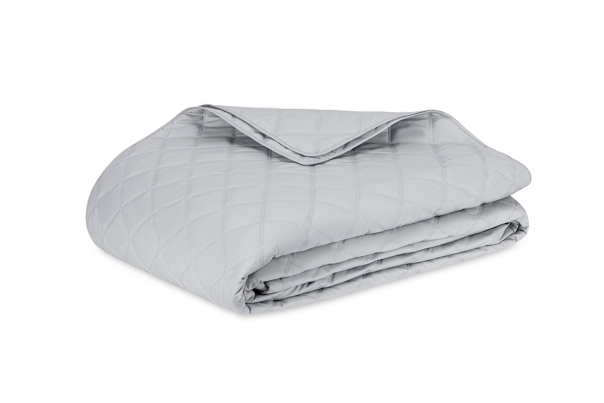 Quilted Coverlet - Matouk Percale Milano Dove Quilted Bedding at Fig Linens and Home