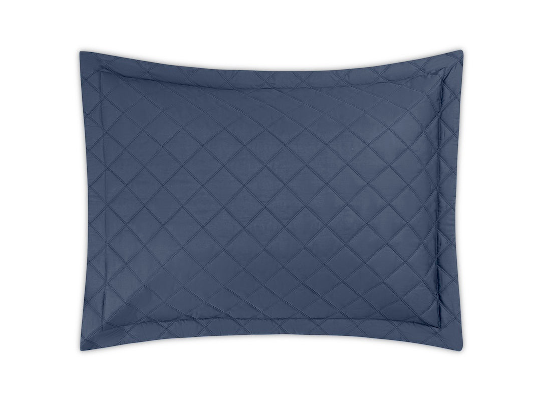 Quilted Coverlet - Matouk Percale Milano Steel Blue Quilted Bedding at Fig Linens and Home