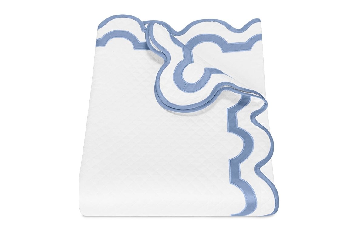 Coverlet - Matouk Matelasse - Mirasol Azure Blue Bedding at Fig Linens and Home