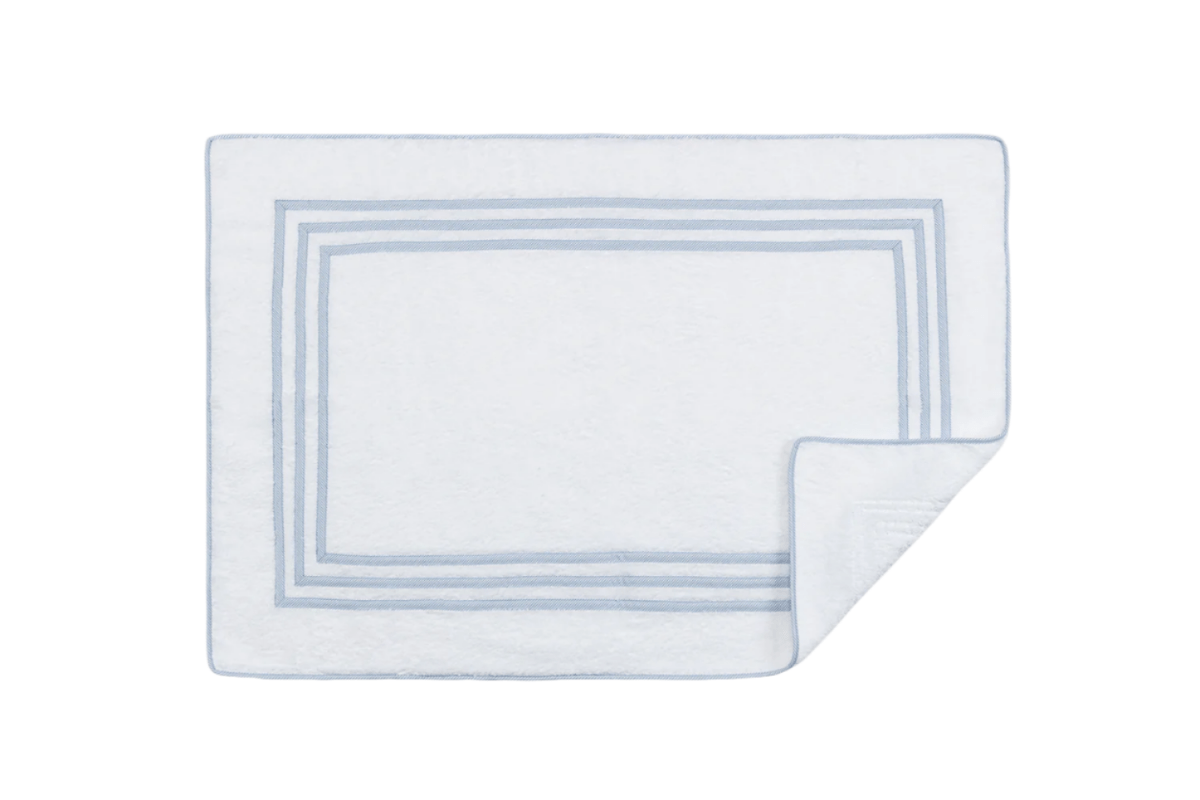 Matouk Newport Framed Tub Mat in Blue Stripe at Fig Linens and Home