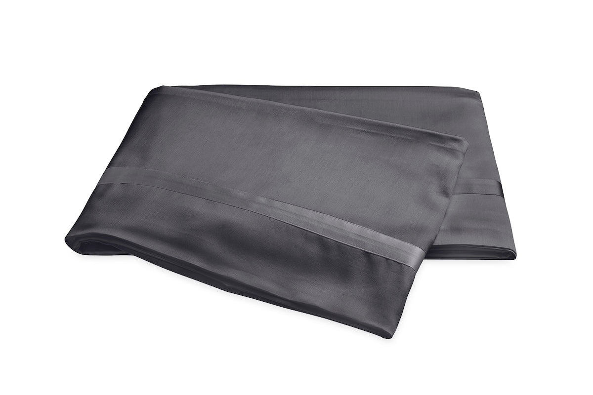 Matouk Flat Sheet - Nocturne Sateen Cotton Charcoal Bedding at Fig Linens and Home