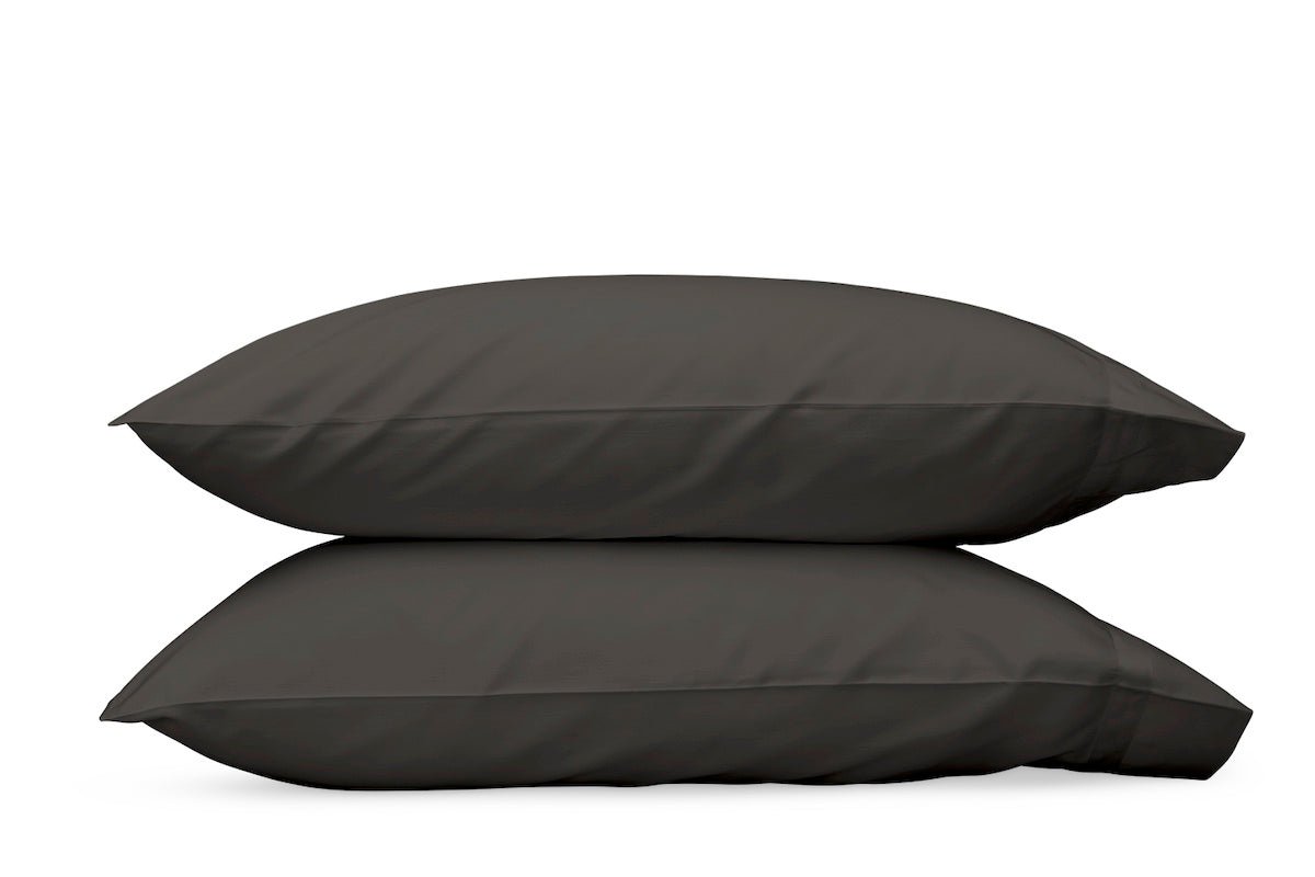 Matouk Pillowcases - Nocturne Sateen Cotton Charcoal Bedding at Fig Linens and Home