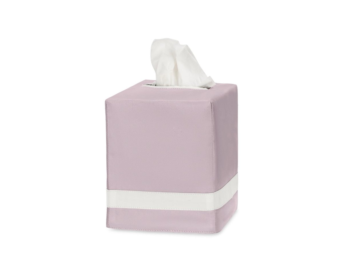 Tissue Box Cover - Matouk Nocturne Deep Lilac and Bone TBC - Fig Linens and Home