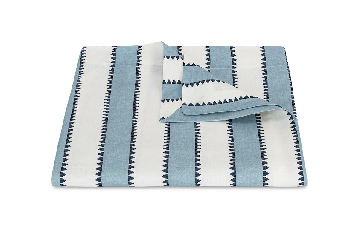Blue Tablecloth - Apollo Stripe Tablecloths in Sky - Matouk Schumacher at Fig Linens and Home